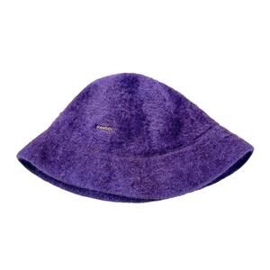 Vintage KANGOL Furgora Trilby Rabbit Angora Furry Purple Bucket Hat Size M MINT
